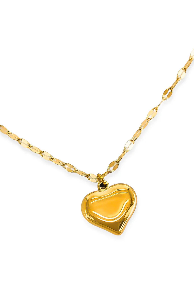 Omg Bling Water Resistant Heart Lock Necklace In Gold-Necklaces-OMG BLINGS-Deja Nu Boutique, Women's Fashion Boutique in Lampasas, Texas