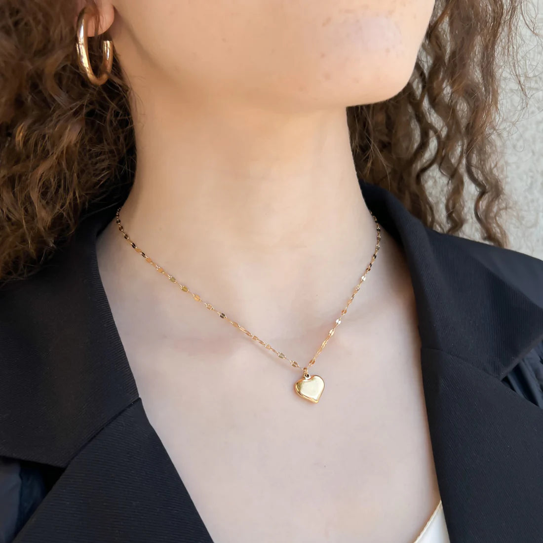 Omg Bling Water Resistant Heart Lock Necklace In Gold-Necklaces-OMG BLINGS-Deja Nu Boutique, Women's Fashion Boutique in Lampasas, Texas