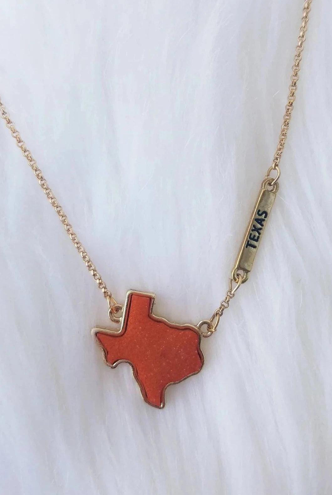 Orange Druzy Texas Pendant Necklace Set-Necklaces-Deja Nu-Deja Nu Boutique, Women's Fashion Boutique in Lampasas, Texas