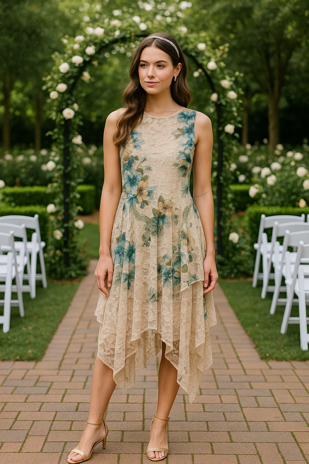 Origami Apparel Whimsical Sleeveless Lace Midi Dress in Hibiscus-Dresses-Origami Apparel-Deja Nu Boutique, Women's Fashion Boutique in Lampasas, Texas