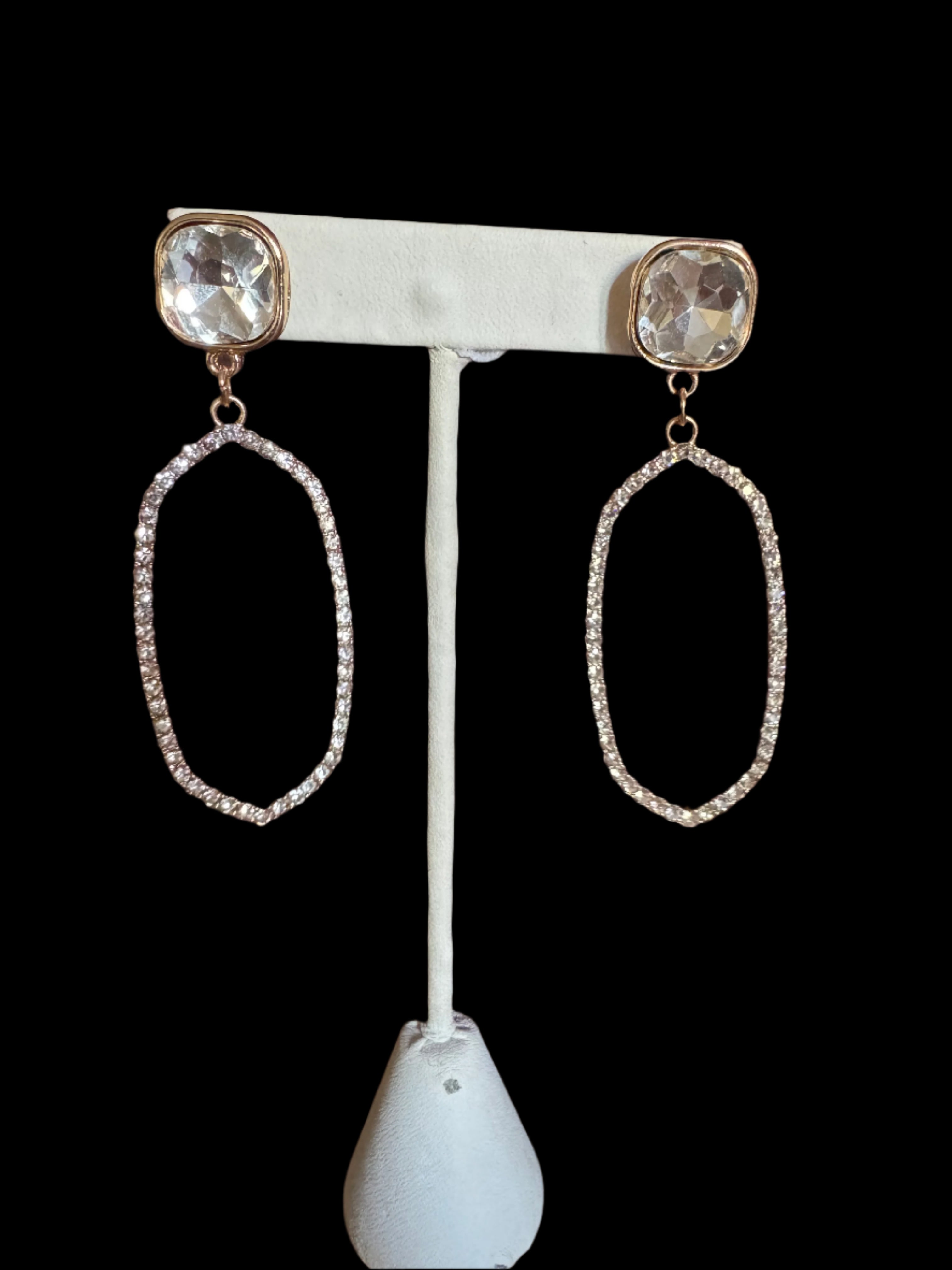 Oval Crystal Drop Earrings – Gold Setting | Elegant Lightweight Sparkle-Earrings-Deja Nu Tx-Deja Nu Boutique, Women's Fashion Boutique in Lampasas, Texas
