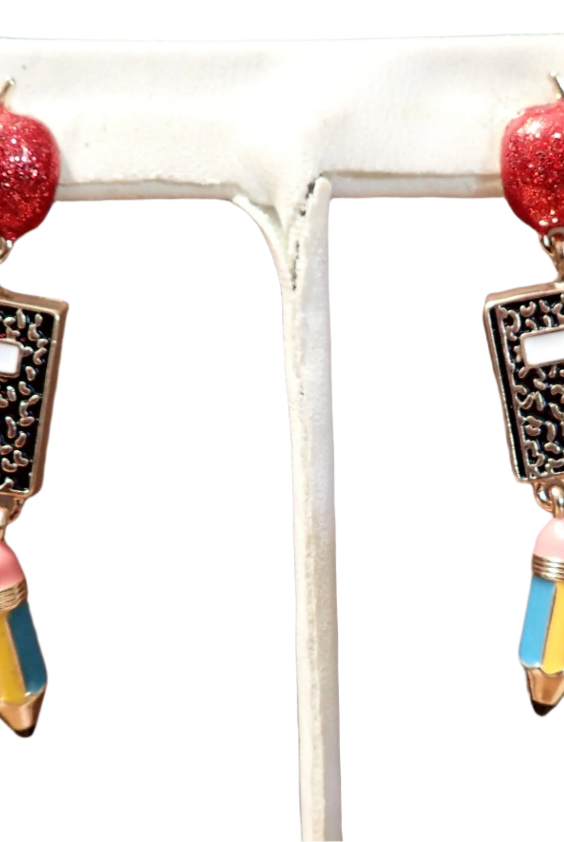 All That Glitterz Teacher Apple, Notebook & Pencil Drop Earrings-Earrings-All That Glitterz-Deja Nu Boutique, Women's Fashion Boutique in Lampasas, Texas