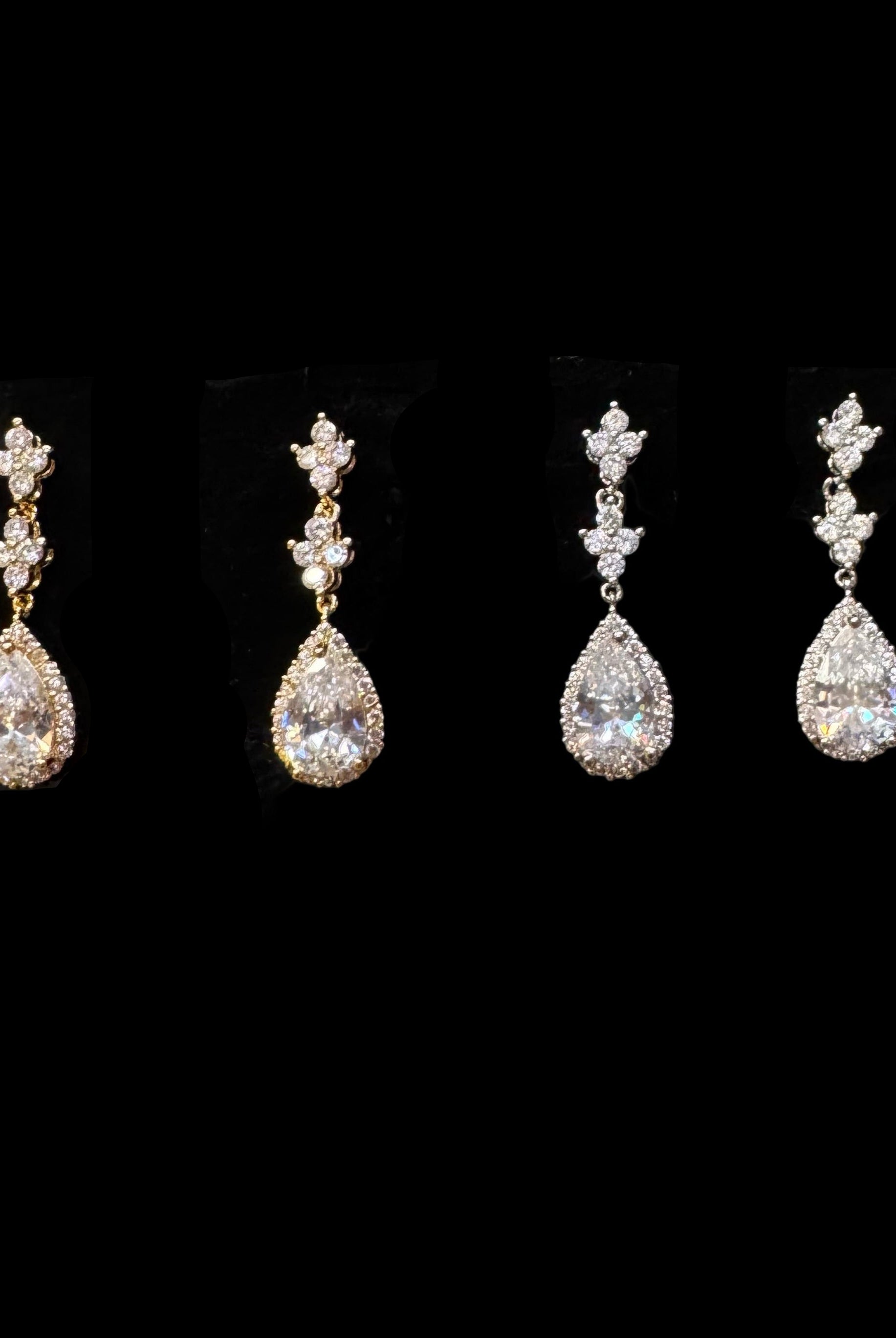 Pear-Cut Crystal Drop Earrings In Gold or Silver Sparkle-Earrings-Deja Nu Tx-Deja Nu Boutique, Women's Fashion Boutique in Lampasas, Texas