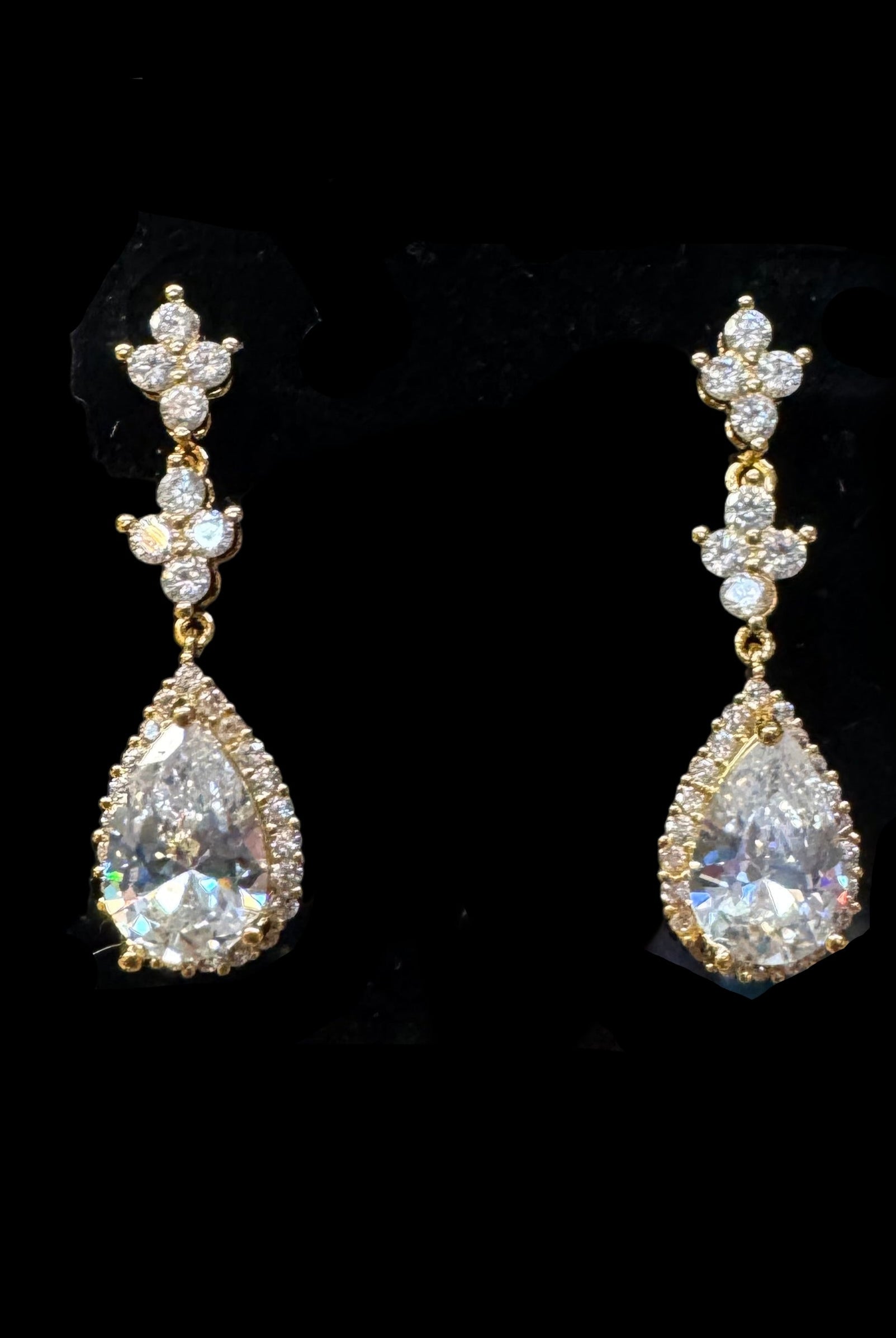 Pear-Cut Crystal Drop Earrings In Gold or Silver Sparkle-Earrings-Deja Nu Tx-Deja Nu Boutique, Women's Fashion Boutique in Lampasas, Texas