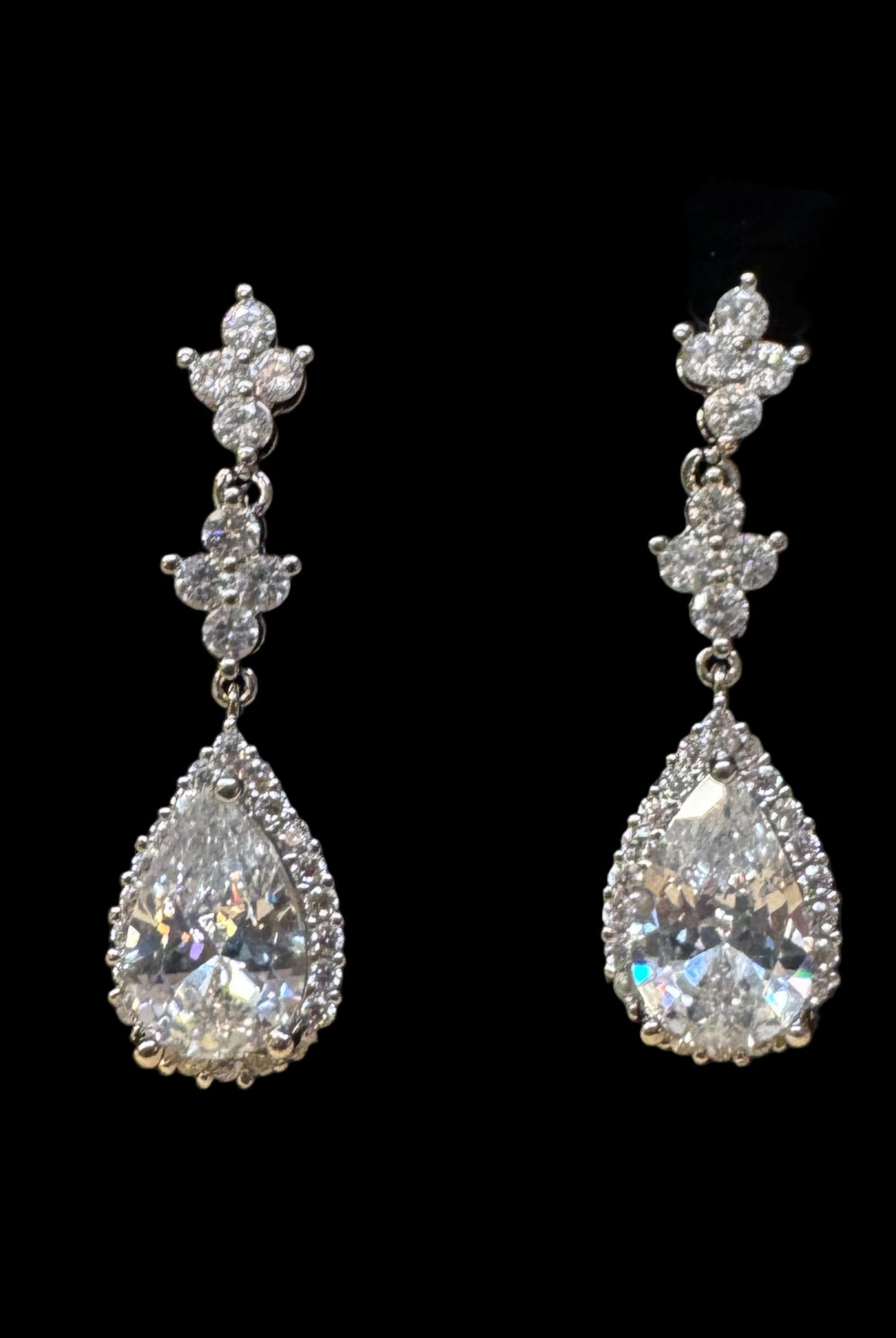 Pear-Cut Crystal Drop Earrings In Gold or Silver Sparkle-Earrings-Deja Nu Tx-Deja Nu Boutique, Women's Fashion Boutique in Lampasas, Texas