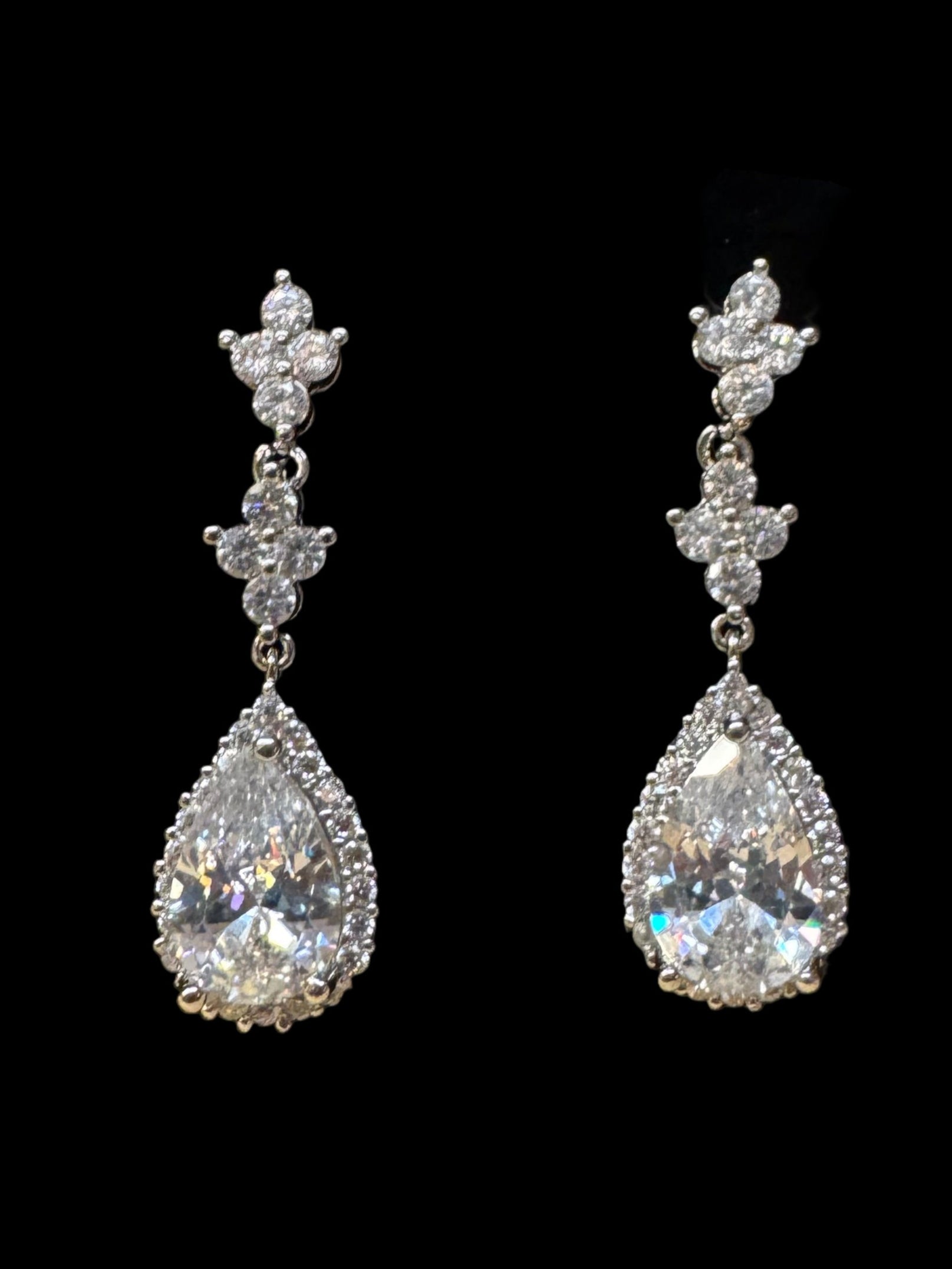 Pear-Cut Crystal Drop Earrings In Gold or Silver Sparkle-Earrings-Deja Nu Tx-Deja Nu Boutique, Women's Fashion Boutique in Lampasas, Texas