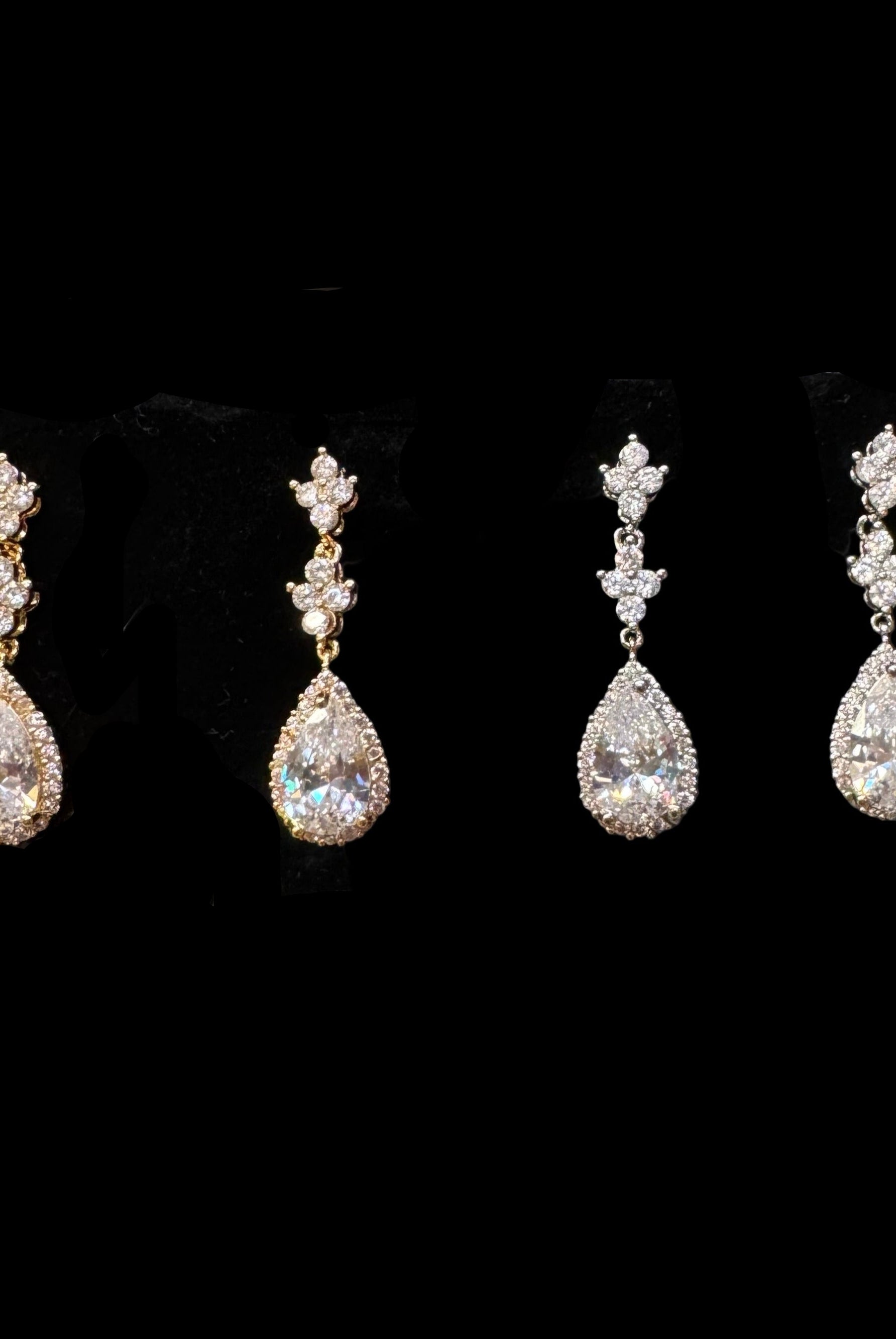 Pear-Cut Crystal Drop Earrings In Gold or Silver Sparkle-Earrings-Deja Nu Tx-Deja Nu Boutique, Women's Fashion Boutique in Lampasas, Texas