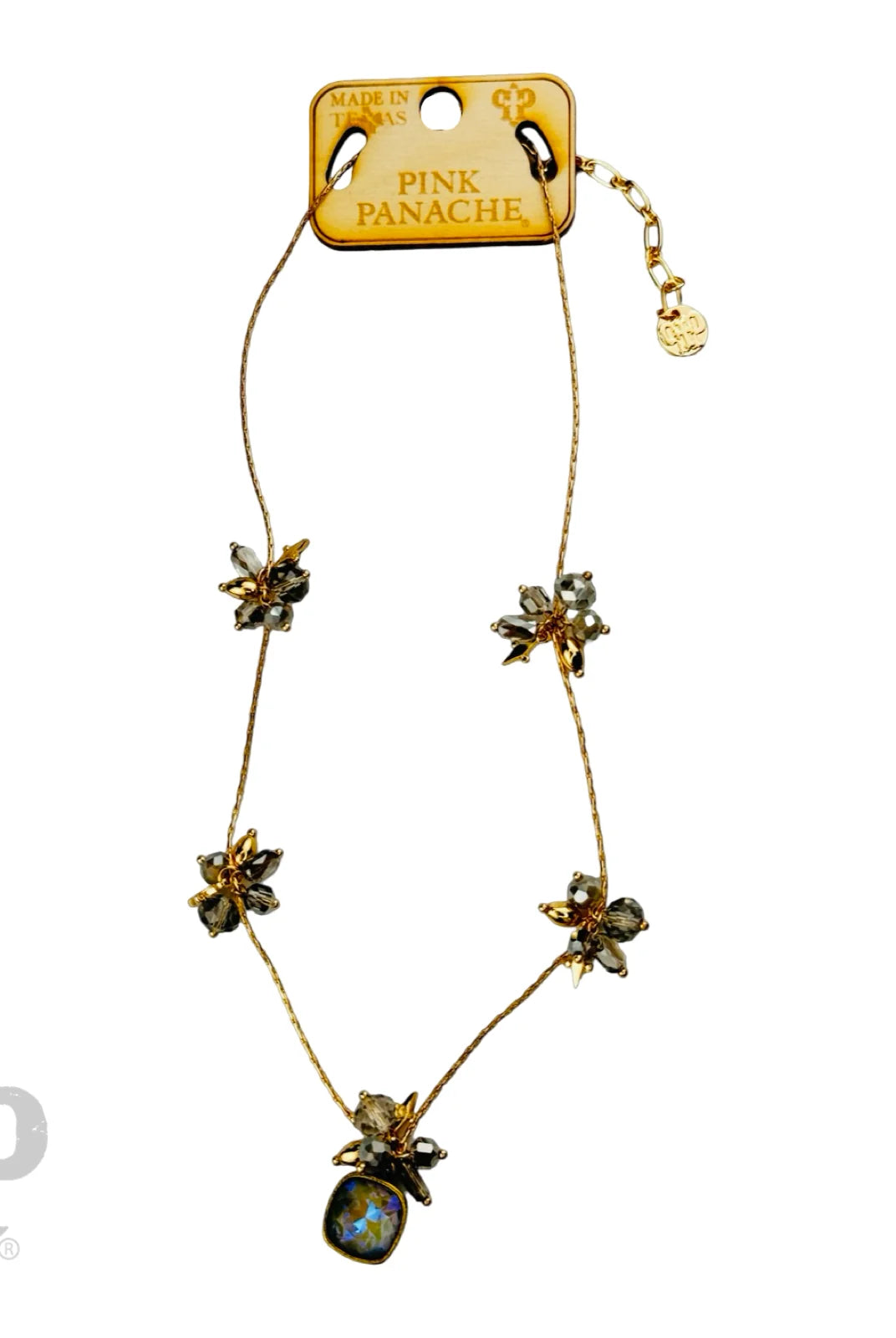 Pink Panache Bead Cluster Necklace With Austrian Crystal Pendant-Necklaces-Pink Panache-Deja Nu Boutique, Women's Fashion Boutique in Lampasas, Texas