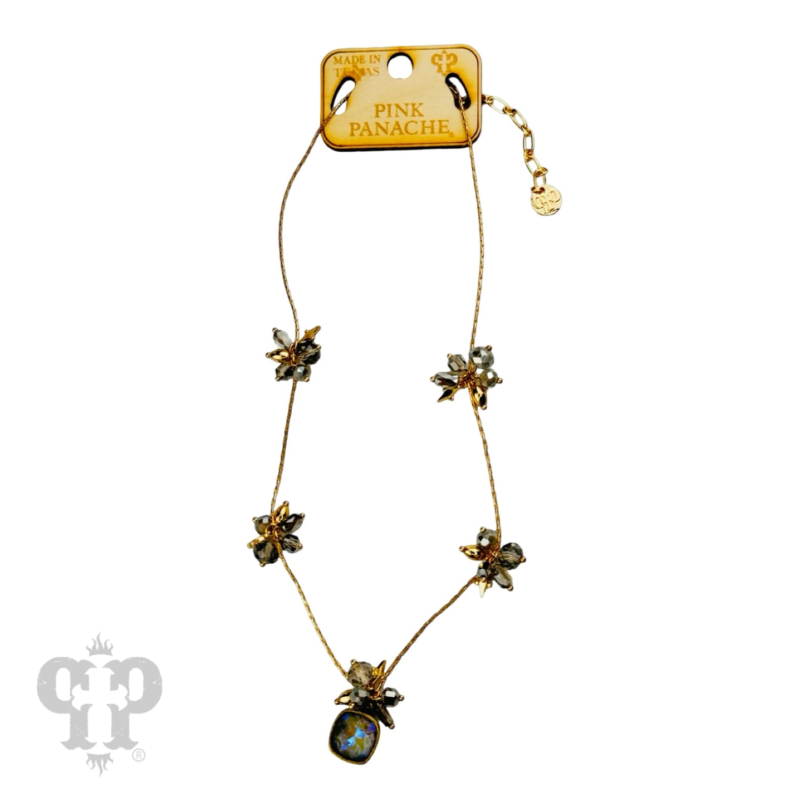 Pink Panache Bead Cluster Necklace With Austrian Crystal Pendant-Necklaces-Pink Panache-Deja Nu Boutique, Women's Fashion Boutique in Lampasas, Texas