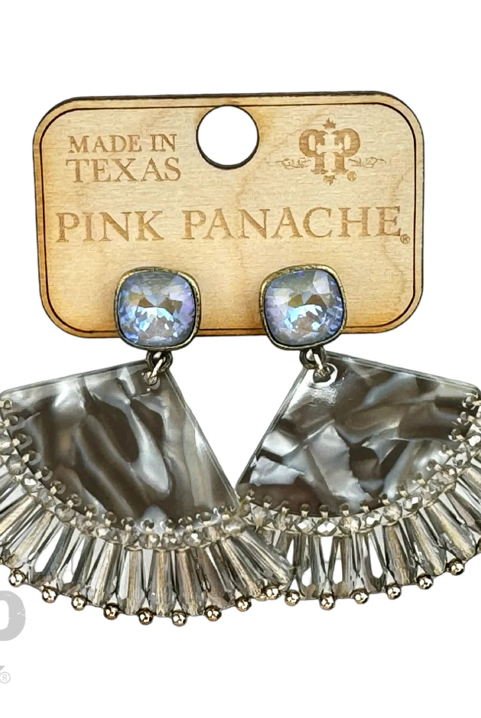 Pink Panache Black Acrylic Fan Earring with Austrian Crystal-Earrings-Pink Panache-Deja Nu Boutique, Women's Fashion Boutique in Lampasas, Texas