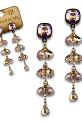 Pink Panache Gold or Silver Waterfall Bead Earrings with Austrian Crystals-Earrings-Pink Panache-Deja Nu Boutique, Women's Fashion Boutique in Lampasas, Texas