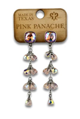 Pink Panache Gold or Silver Waterfall Bead Earrings with Austrian Crystals-Earrings-Pink Panache-Deja Nu Boutique, Women's Fashion Boutique in Lampasas, Texas