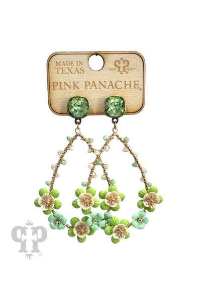 Pink Panache Green Flower Teardrop Earring-Earrings-Pink Panache-Deja Nu Boutique, Women's Fashion Boutique in Lampasas, Texas