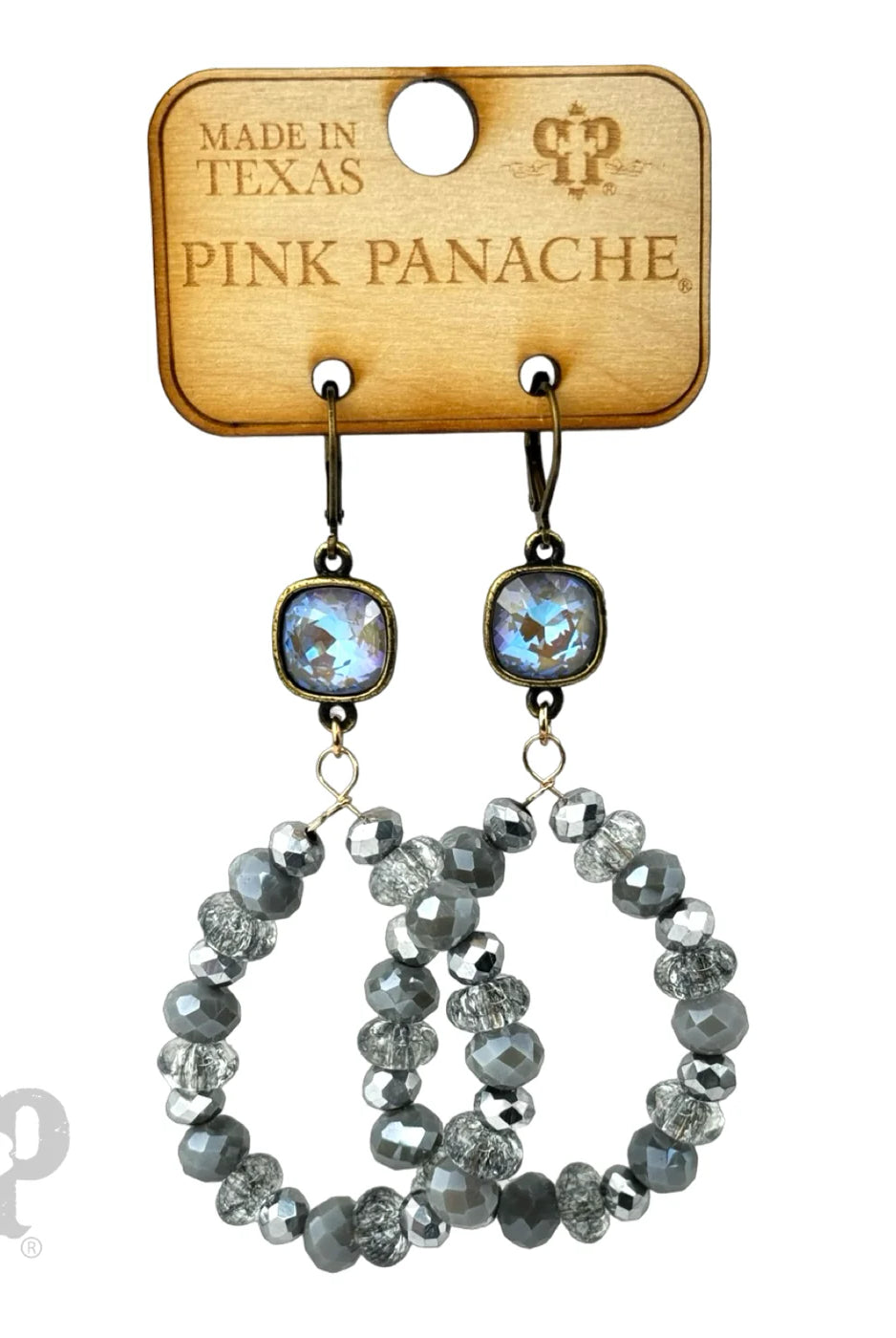 Pink Panache Grey Austrian Crystal Beaded Teardrop Earrings-Earrings-Pink Panache-Deja Nu Boutique, Women's Fashion Boutique in Lampasas, Texas