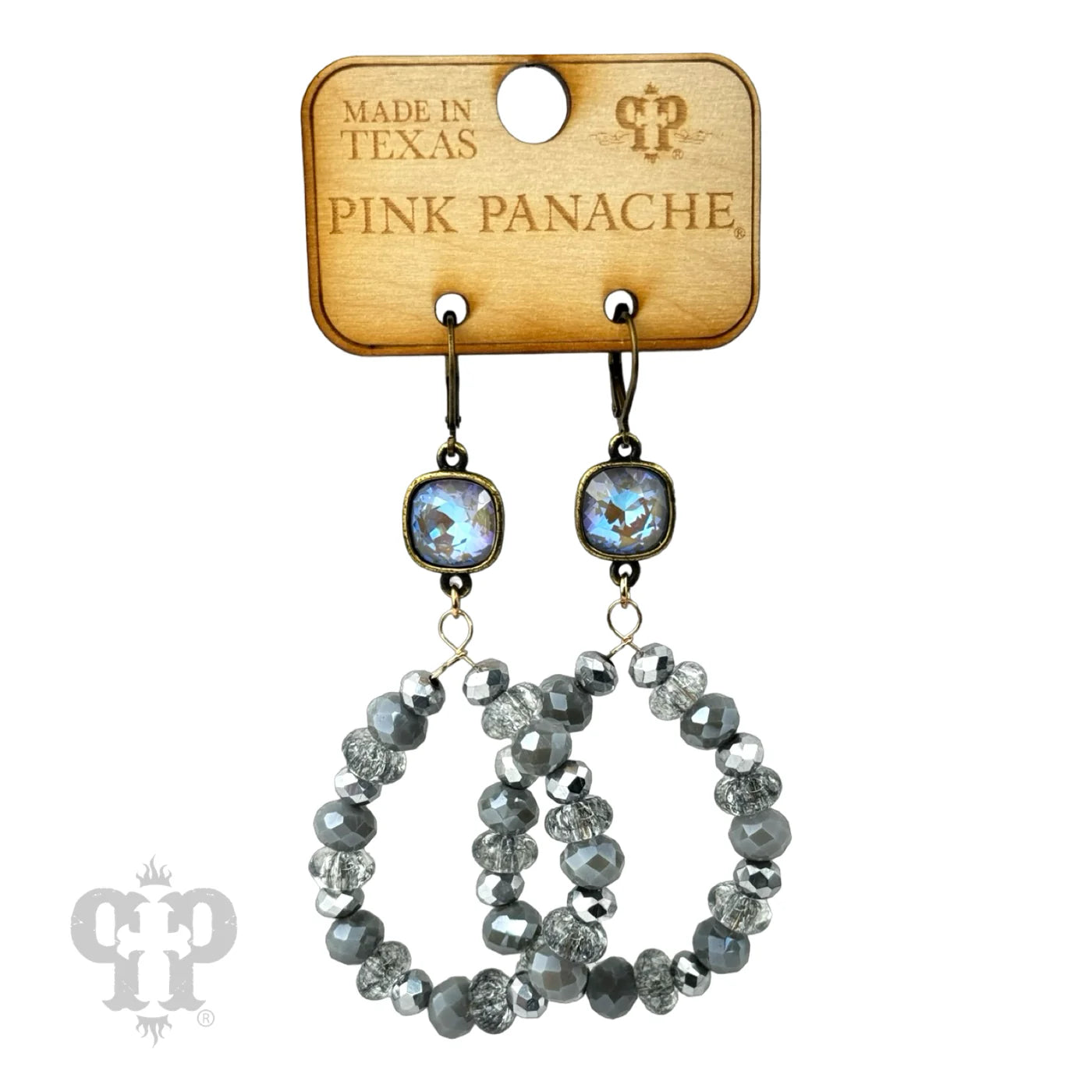 Pink Panache Grey Austrian Crystal Beaded Teardrop Earrings-Earrings-Pink Panache-Deja Nu Boutique, Women's Fashion Boutique in Lampasas, Texas