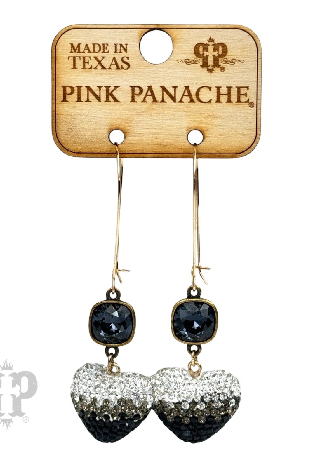 Pink Panache Grey Rhinestone Gradient Puffed Heart Earring-Earrings-Pink Panache-Deja Nu Boutique, Women's Fashion Boutique in Lampasas, Texas