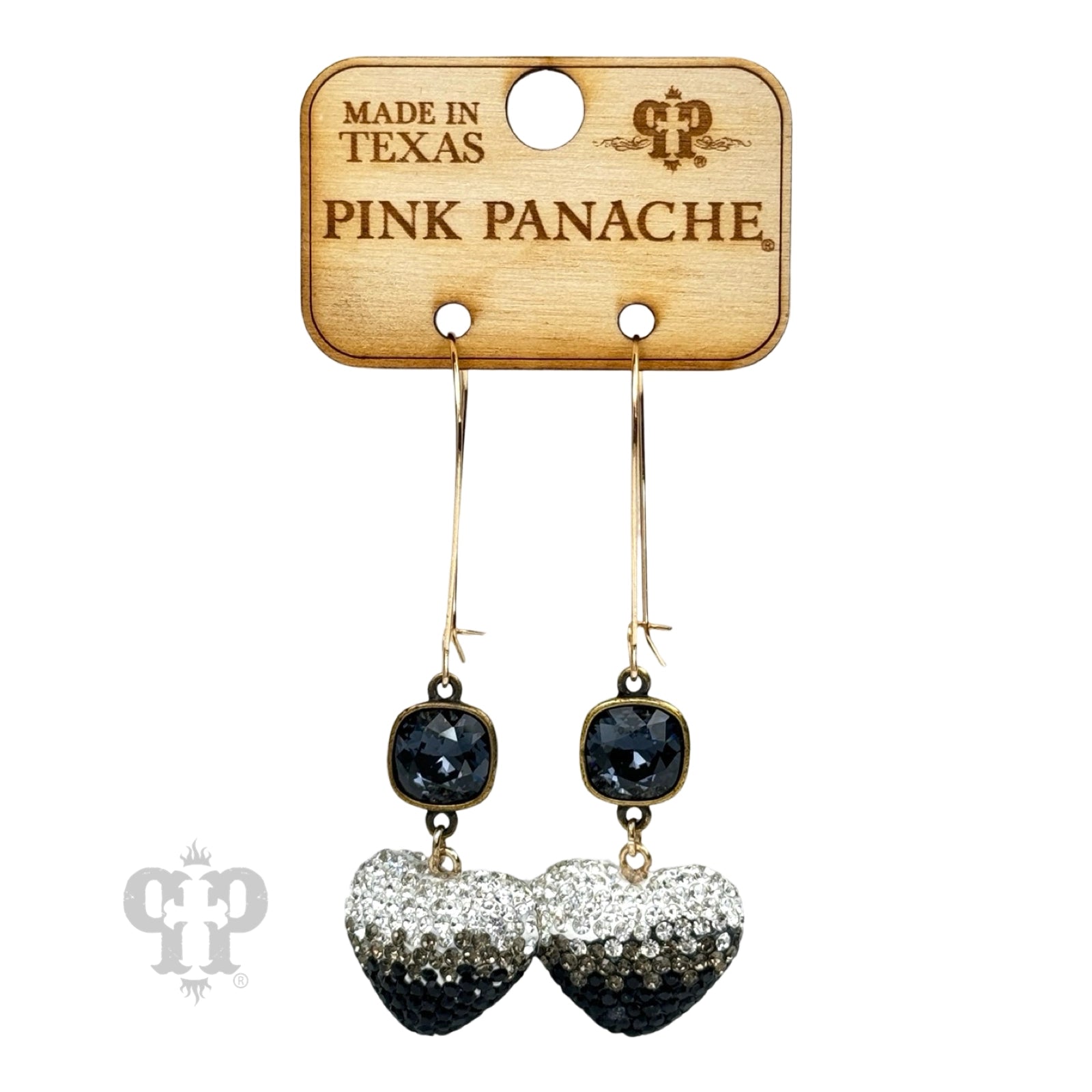 Pink Panache Grey Rhinestone Gradient Puffed Heart Earring-Earrings-Pink Panache-Deja Nu Boutique, Women's Fashion Boutique in Lampasas, Texas