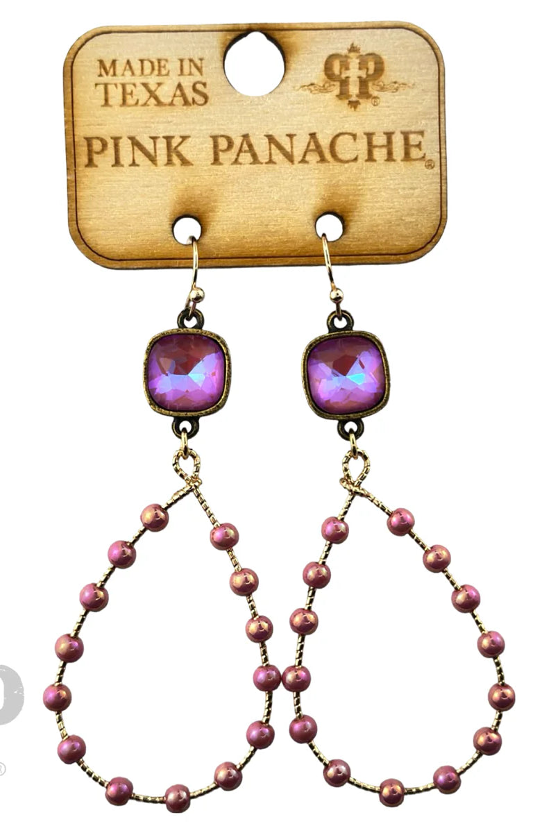 Pink Panache Iridescent Pink Crystal Teardrop Earrings-Earrings-Pink Panache-Deja Nu Boutique, Women's Fashion Boutique in Lampasas, Texas