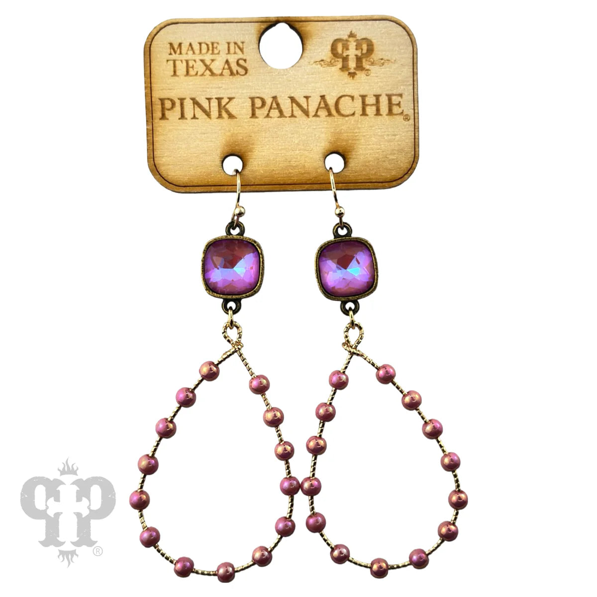 Pink Panache Iridescent Pink Crystal Teardrop Earrings-Earrings-Pink Panache-Deja Nu Boutique, Women's Fashion Boutique in Lampasas, Texas