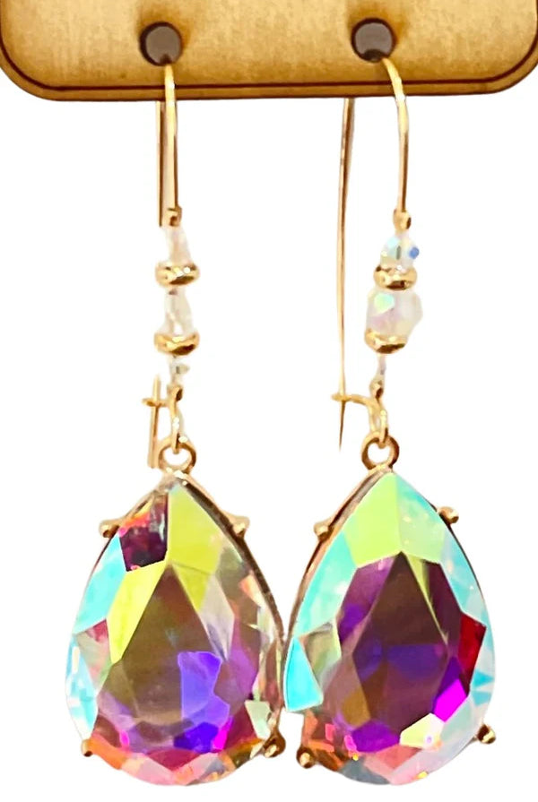 Pink Panache Iridescent Teardrop On Gold Earring-Earrings-Pink Panache-Deja Nu Boutique, Women's Fashion Boutique in Lampasas, Texas
