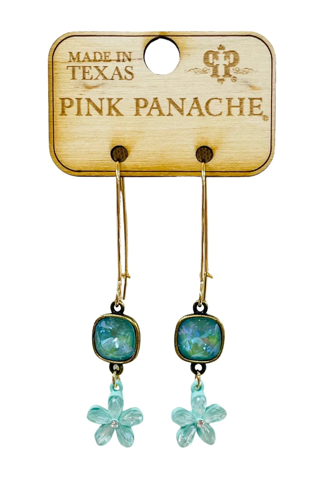 Pink Panache Mint Flower Earring With Sage Rhinestone-Earrings-Pink Panache-Deja Nu Boutique, Women's Fashion Boutique in Lampasas, Texas