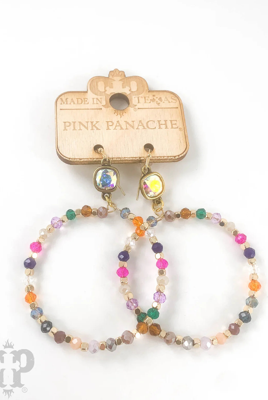Pink Panache Multicolor Beaded Circle Earrings with Austrian Crystal-Earrings-Pink Panache-Deja Nu Boutique, Women's Fashion Boutique in Lampasas, Texas