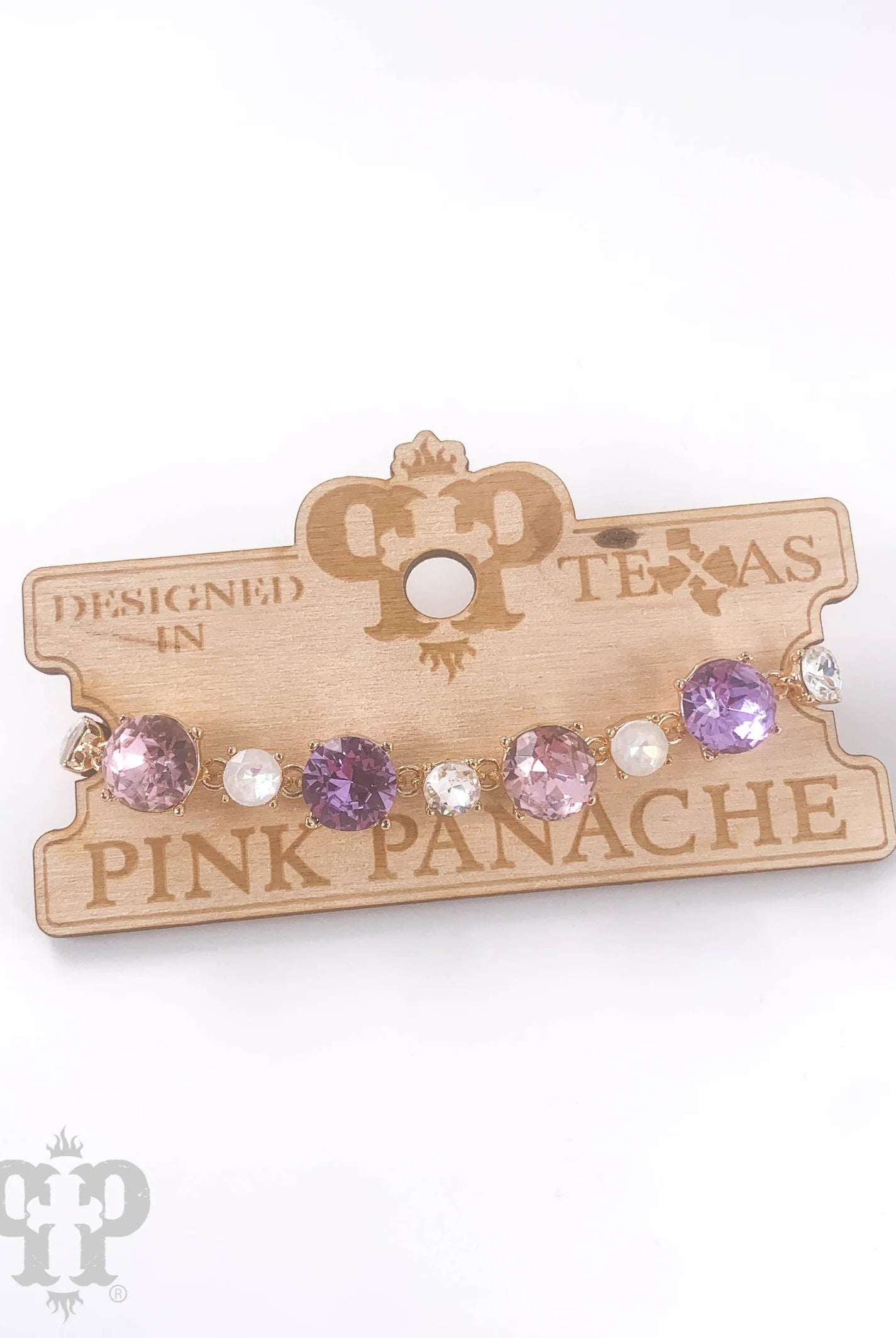 Pink Panache Purple & Crystal Rhinestone Bracelet-Bracelets-Pink Panache-Deja Nu Boutique, Women's Fashion Boutique in Lampasas, Texas