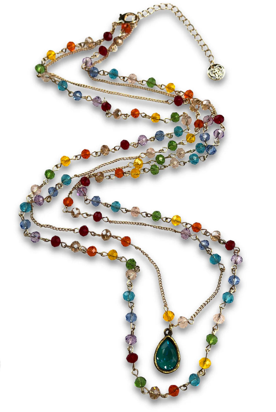 Pink Panache Rainbow Crystal Double Strand Necklace-Necklaces-Pink Panache-Deja Nu Boutique, Women's Fashion Boutique in Lampasas, Texas