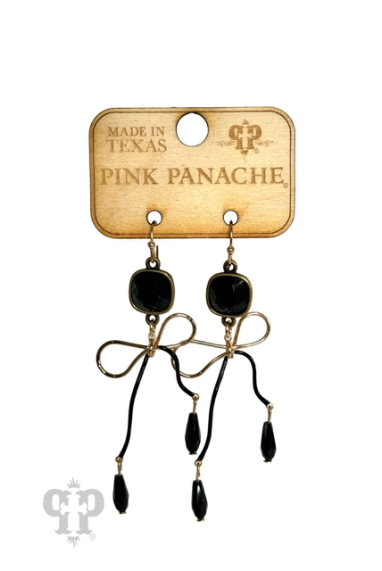Pink Panache Wavy Black Bow Earring-Earrings-Pink Panache-Deja Nu Boutique, Women's Fashion Boutique in Lampasas, Texas