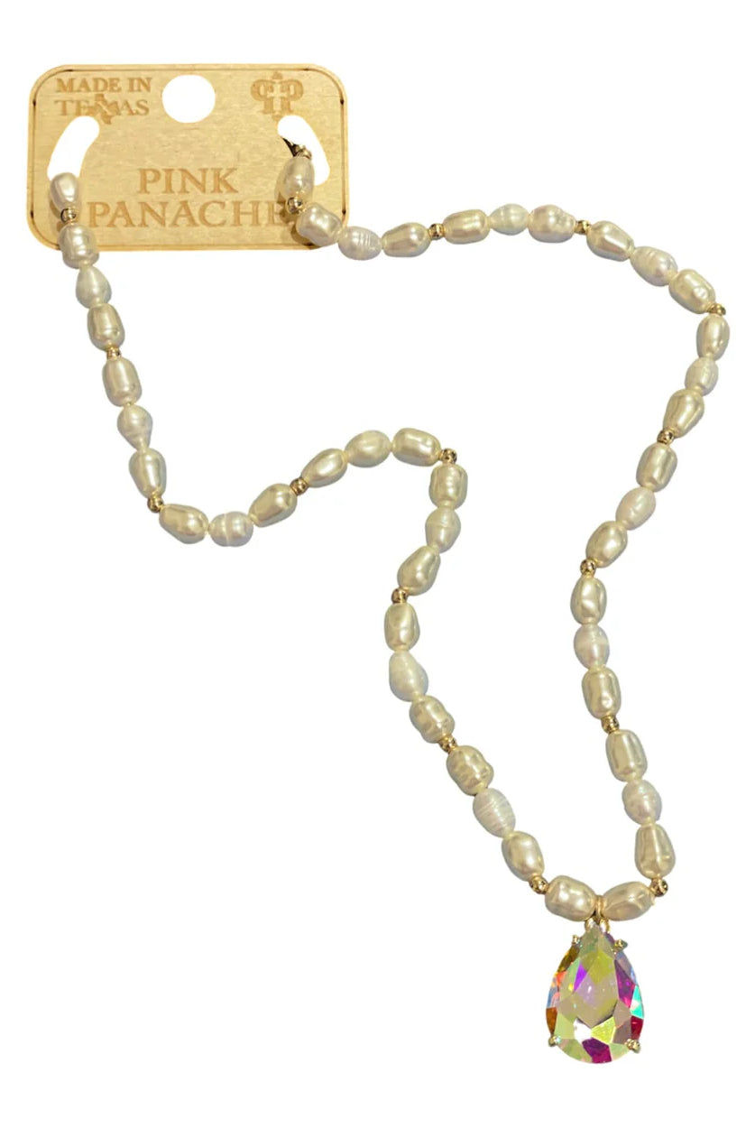 Pink Panache White Freshwater Pearl Necklace With Teardrop-Necklaces-Pink Panache-Deja Nu Boutique, Women's Fashion Boutique in Lampasas, Texas