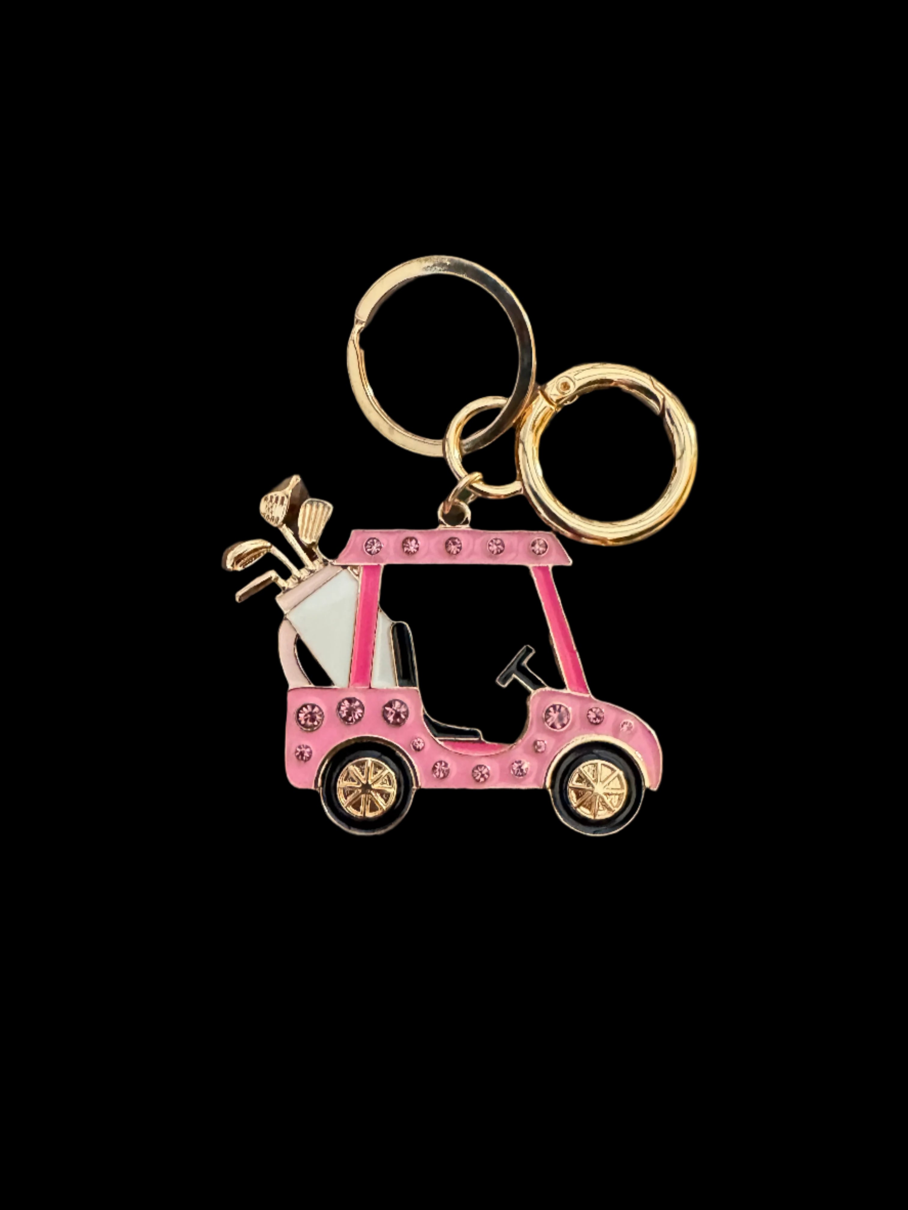 Pink Rhinestone Golf Cart Purse Charm | Sparkly Keychain for Golf Lovers-purse charm-Deja Nu Tx-Deja Nu Boutique, Women's Fashion Boutique in Lampasas, Texas