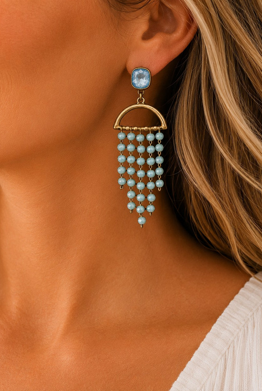Pink Panache Waterfall Beaded Earrings with Austrian Crystal-Earrings-Pink Panache-Deja Nu Boutique, Women's Fashion Boutique in Lampasas, Texas