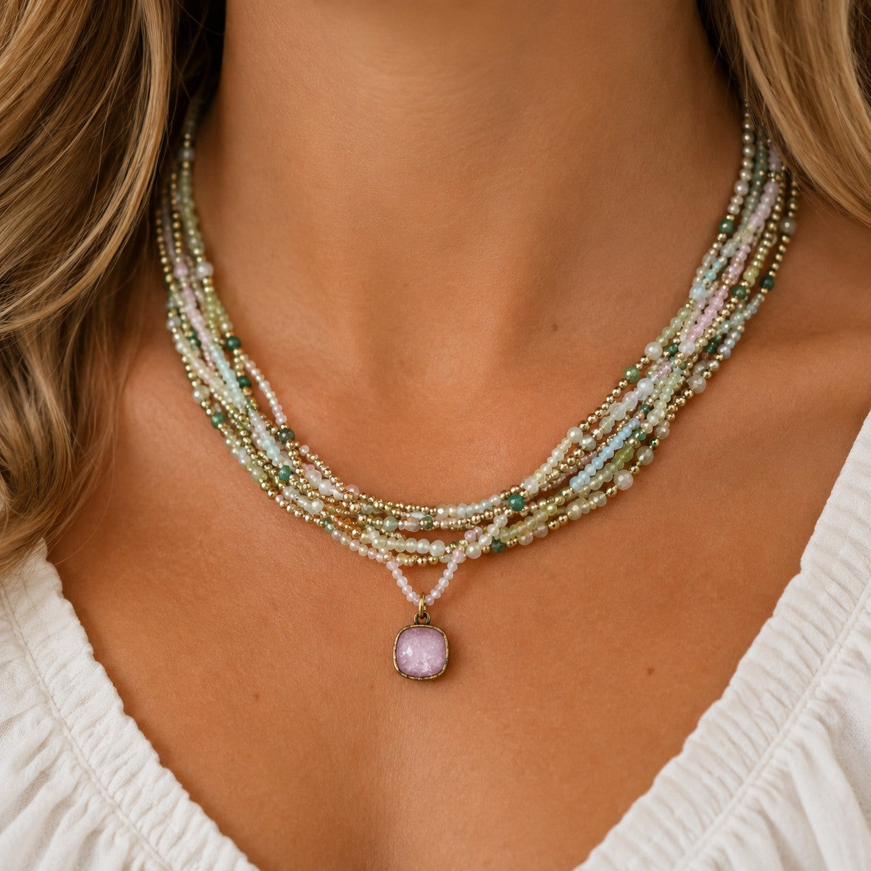 Pink Panache Austrian Crystal Multi-Strand Necklace-Necklace-Pink Panache-Deja Nu Boutique, Women's Fashion Boutique in Lampasas, Texas