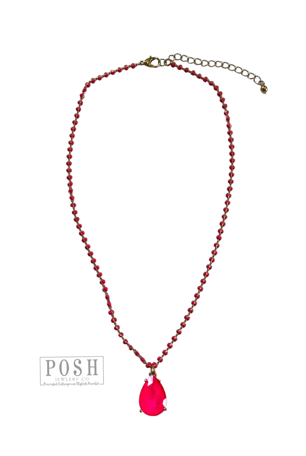 Posh By Pink Panache Neon Fuchsia Necklace With Large Fuchsia Pendant-Necklaces-Posh Jewelry Co.-Deja Nu Boutique, Women's Fashion Boutique in Lampasas, Texas