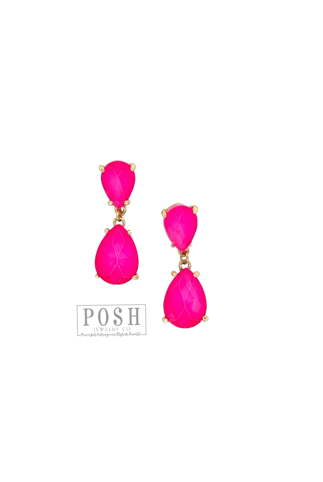 Posh By Pink Panache Neon Fuchsia Rhinestone Earring-Earrings-Posh Jewelry Co.-Deja Nu Boutique, Women's Fashion Boutique in Lampasas, Texas