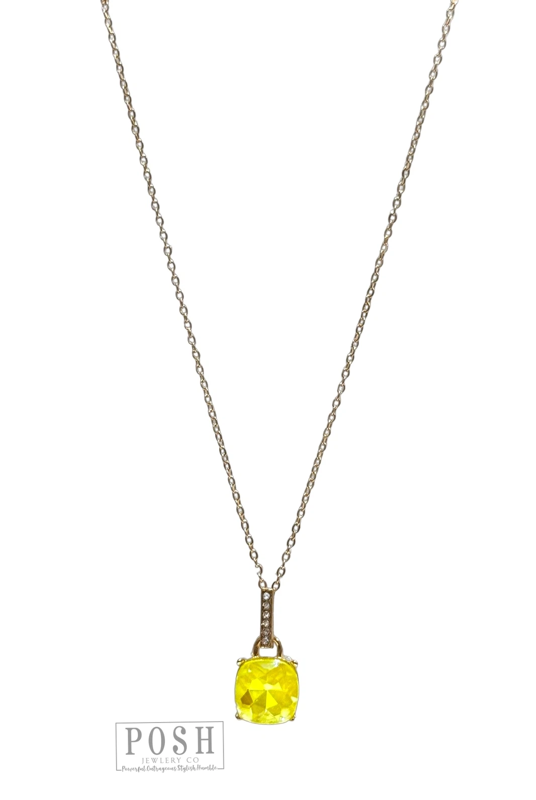 Posh By Pink Panache Yellow Necklace With Large AB Yellow Pendant-Necklaces-Posh Jewelry Co.-Deja Nu Boutique, Women's Fashion Boutique in Lampasas, Texas