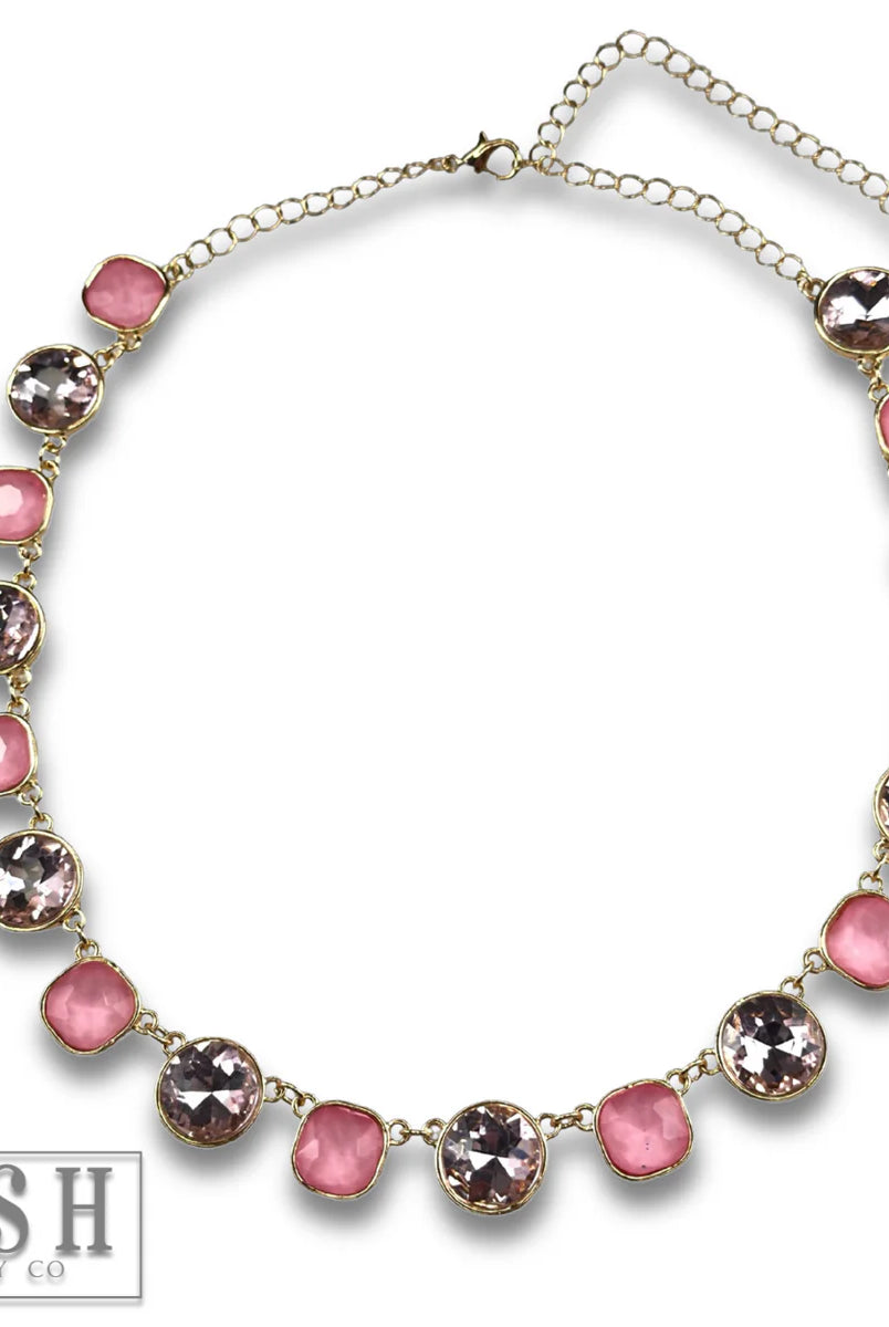 Posh Jewelry Pink & Crystal Rhinestone Linked Necklace – Pink Panache-Necklaces-Posh Jewelry Co.-Deja Nu Boutique, Women's Fashion Boutique in Lampasas, Texas