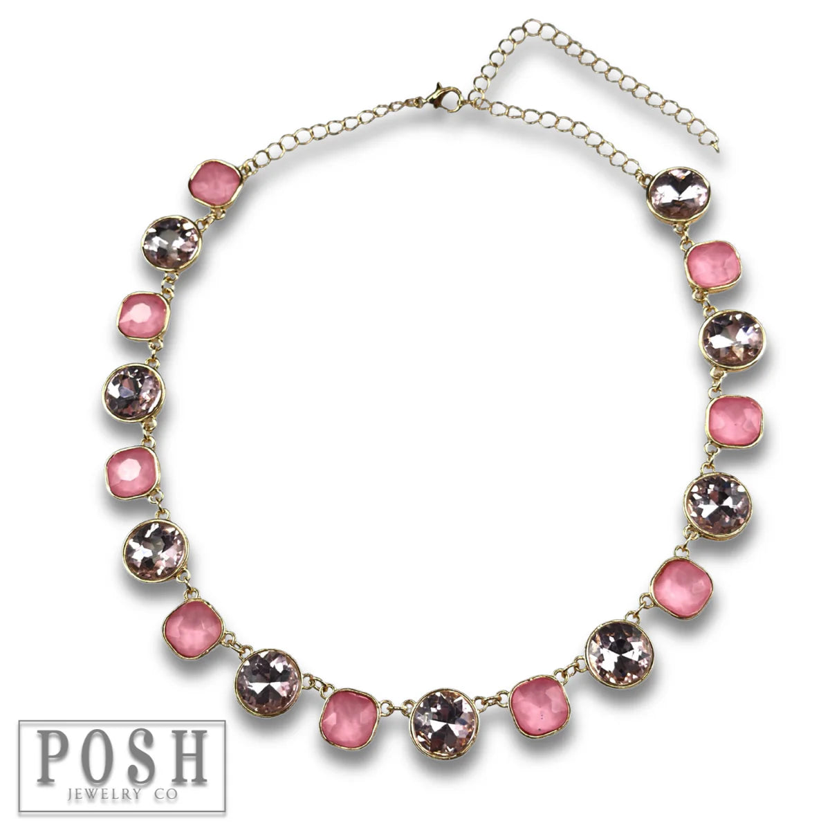 Posh Jewelry Pink & Crystal Rhinestone Linked Necklace – Pink Panache-Necklaces-Posh Jewelry Co.-Deja Nu Boutique, Women's Fashion Boutique in Lampasas, Texas