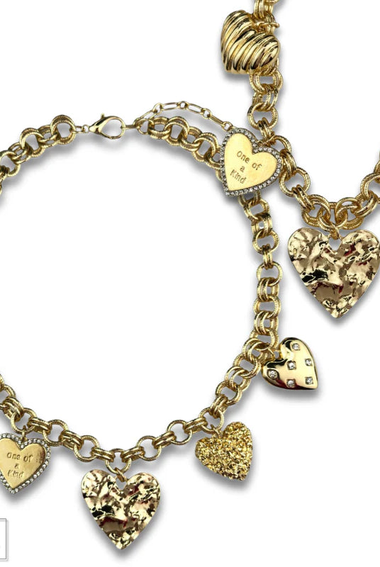 Posh Jewelry by Pink Panache Gold Heart Charm Necklace-Necklaces-Pink Panache-Deja Nu Boutique, Women's Fashion Boutique in Lampasas, Texas