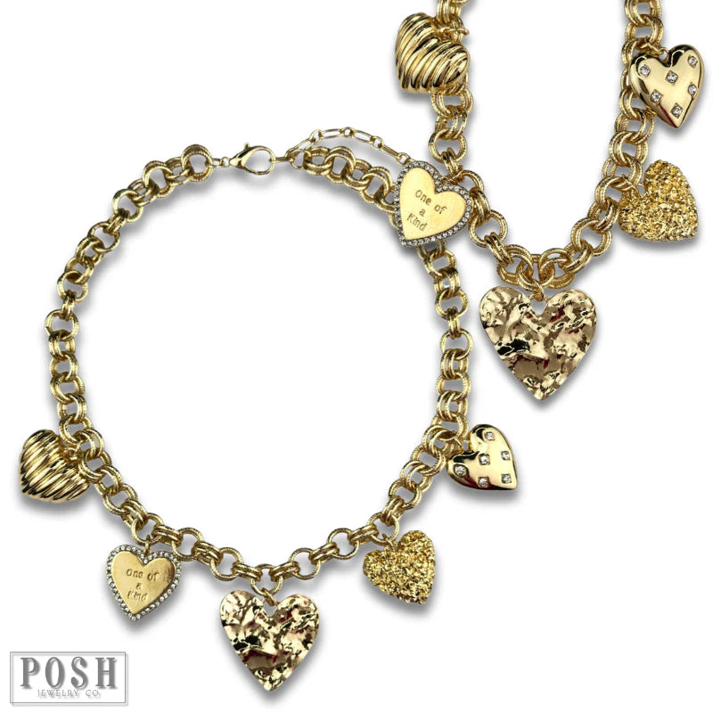 Posh Jewelry by Pink Panache Gold Heart Charm Necklace-Necklaces-Pink Panache-Deja Nu Boutique, Women's Fashion Boutique in Lampasas, Texas
