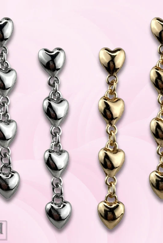 Posh Jewelry Co. Puffed Heart Drop Earring in Gold or Silver-Earrings-Posh Jewelry Co.-Deja Nu Boutique, Women's Fashion Boutique in Lampasas, Texas