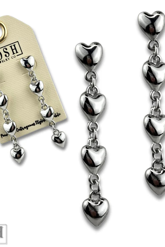 Posh Jewelry Co. Puffed Heart Drop Earring in Gold or Silver-Earrings-Posh Jewelry Co.-Deja Nu Boutique, Women's Fashion Boutique in Lampasas, Texas