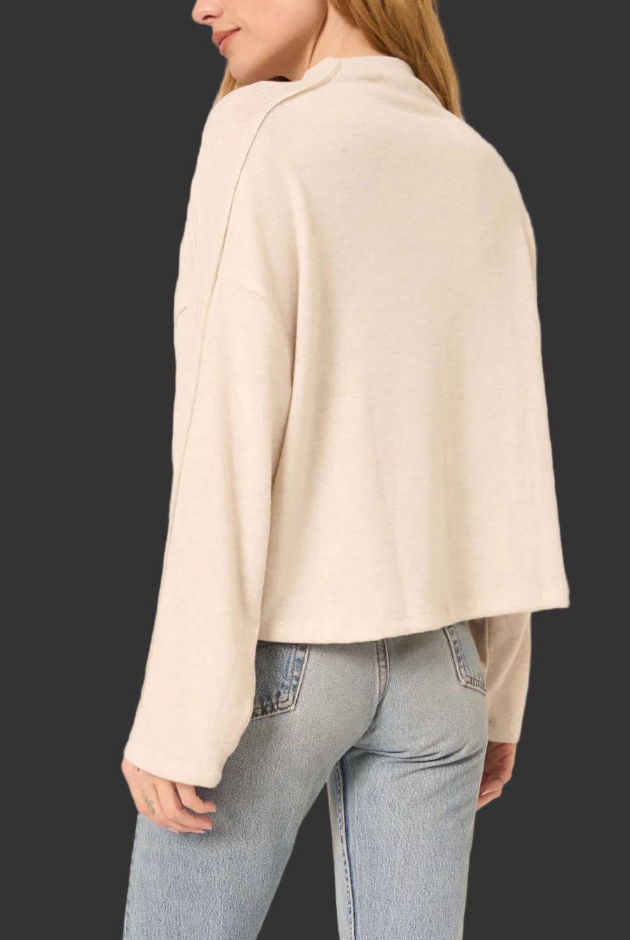 Project Social T Modern Lover Cozy Funnel Neck Oatmeal Pullover-Tops-Project Social T-Deja Nu Boutique, Women's Fashion Boutique in Lampasas, Texas