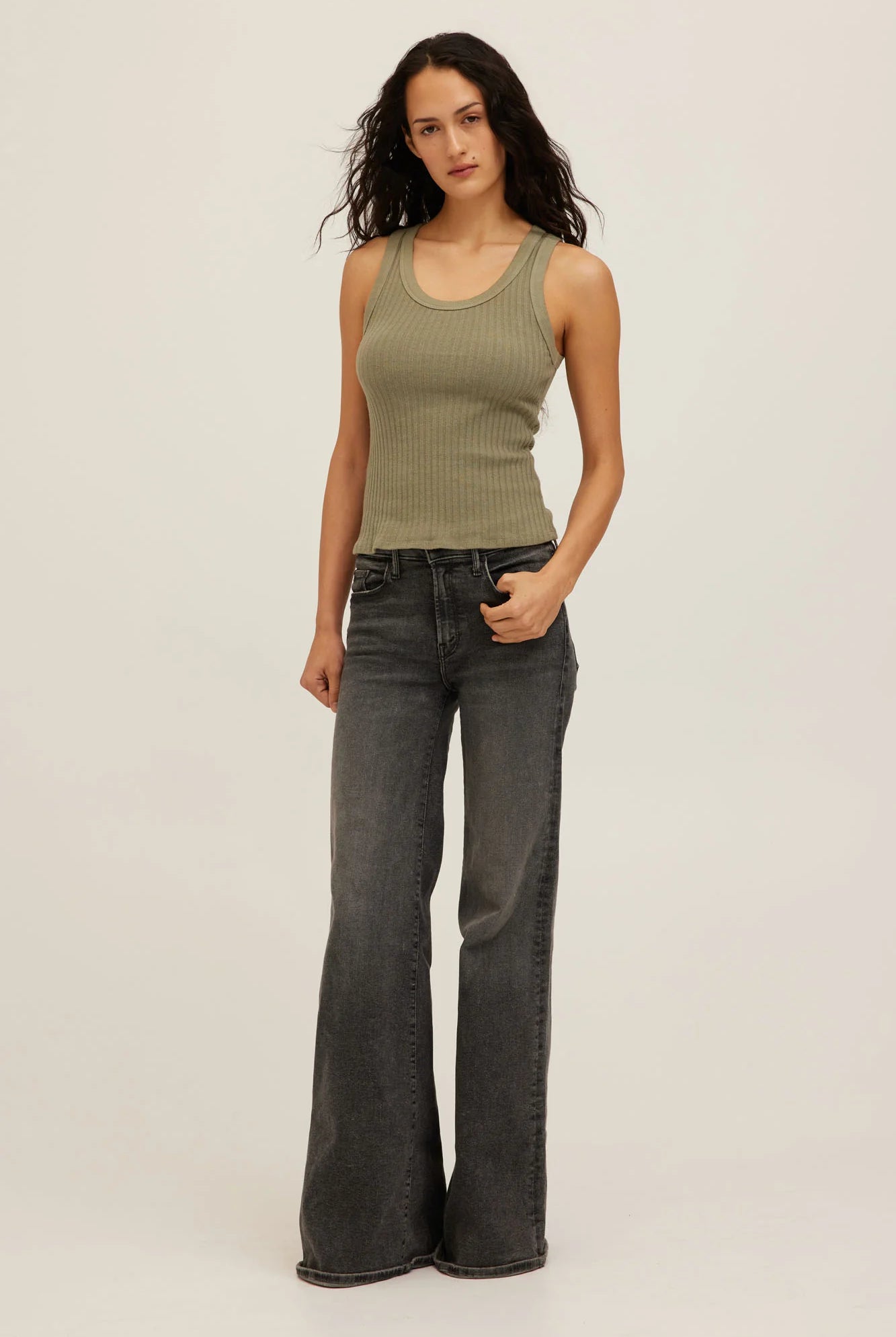 Project Social T Cooper Sweater Rib Tank – Sage Leaf-Camis/Tanks-Project Social T-Deja Nu Boutique, Women's Fashion Boutique in Lampasas, Texas