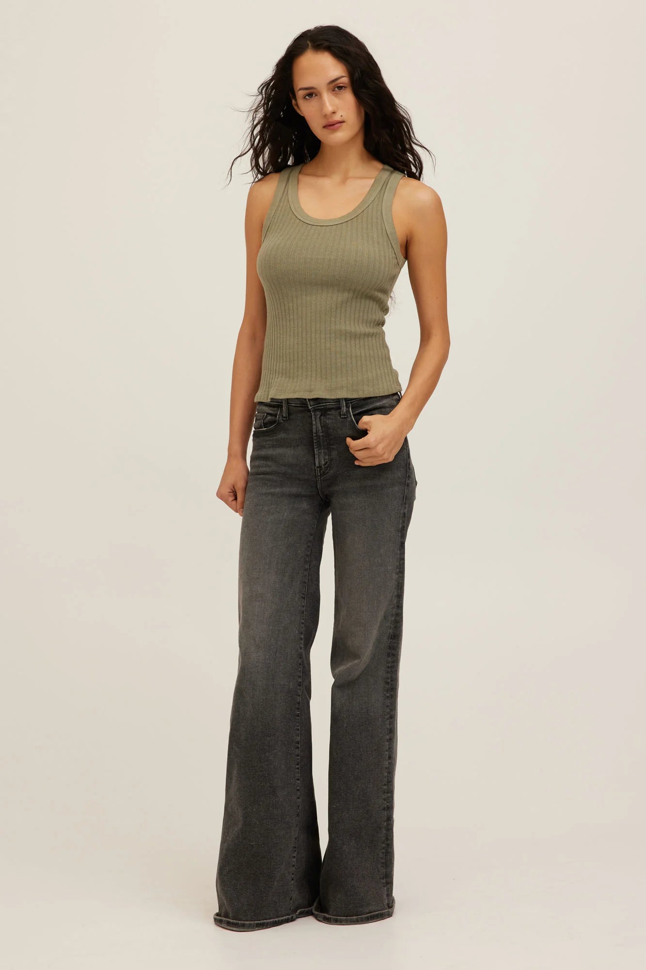 Project Social T Cooper Sweater Rib Tank – Sage Leaf-Camis/Tanks-Project Social T-Deja Nu Boutique, Women's Fashion Boutique in Lampasas, Texas
