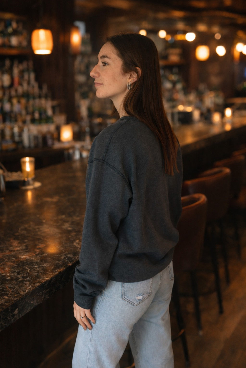 Project Social T Happy Hour/ Hungover Reversible Sweatshirt In Dark Knight-sweatshirt-Project Social T-Deja Nu Boutique, Women's Fashion Boutique in Lampasas, Texas