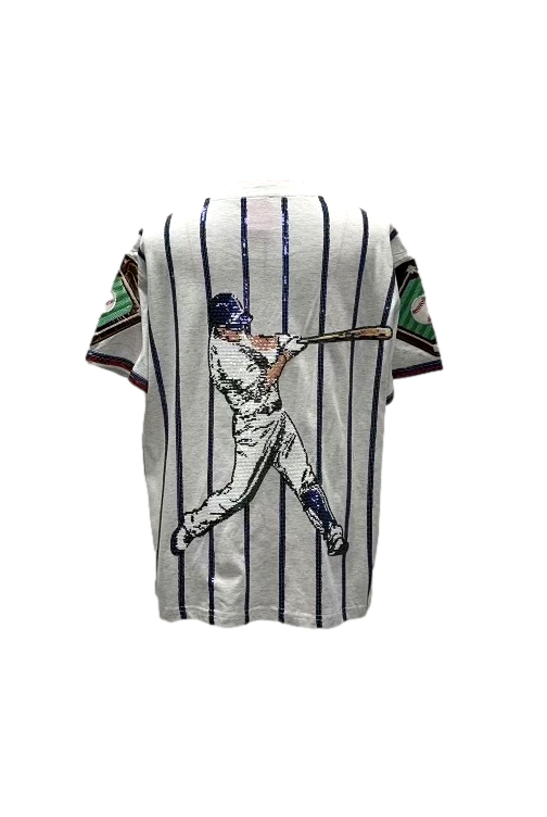 Queen Of Sparkles Grey & Royal Strike Out Tee-Tops-Queen Of Sparkles-Deja Nu Boutique, Women's Fashion Boutique in Lampasas, Texas