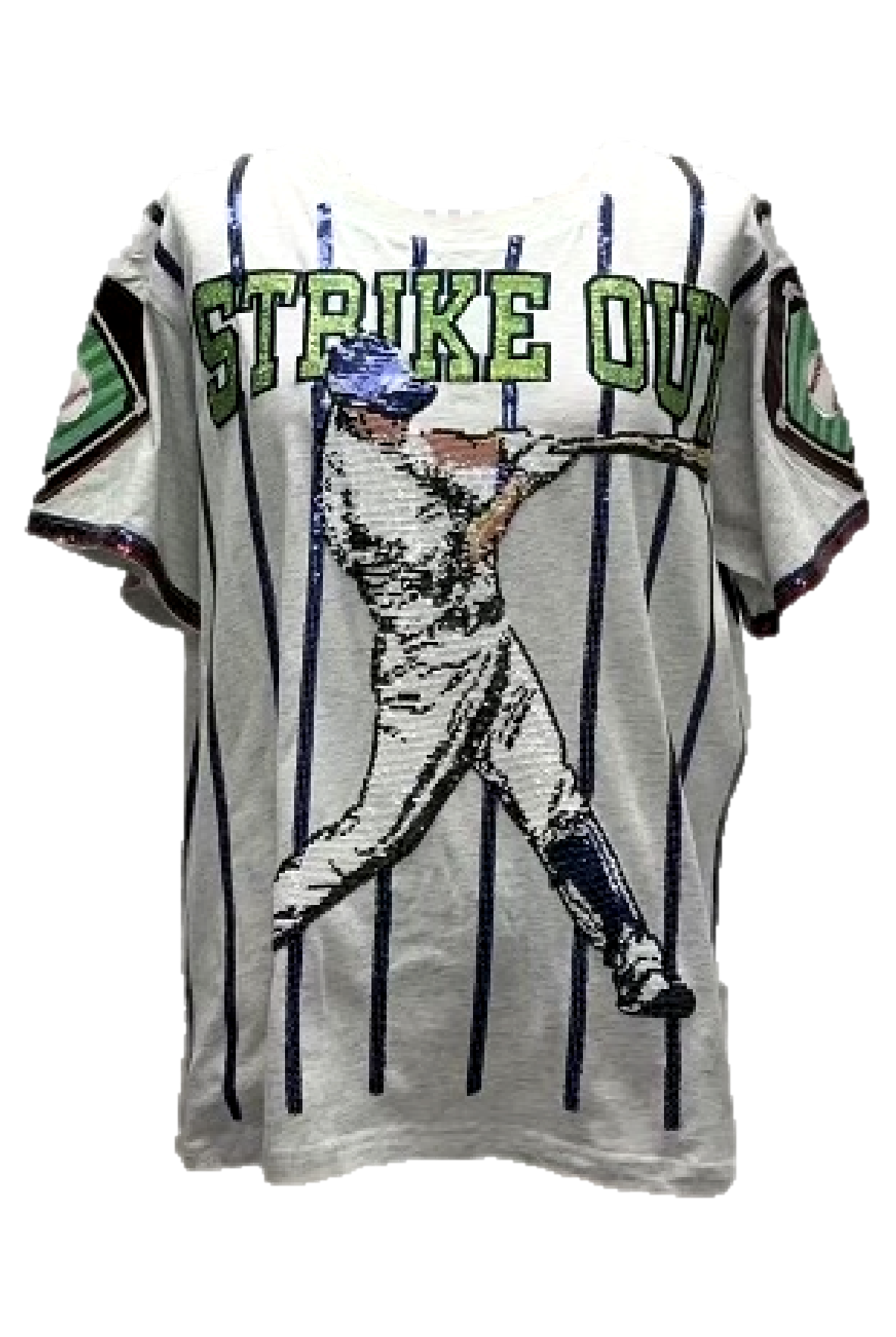 Queen Of Sparkles Grey & Royal Strike Out Tee-Tops-Queen Of Sparkles-Deja Nu Boutique, Women's Fashion Boutique in Lampasas, Texas