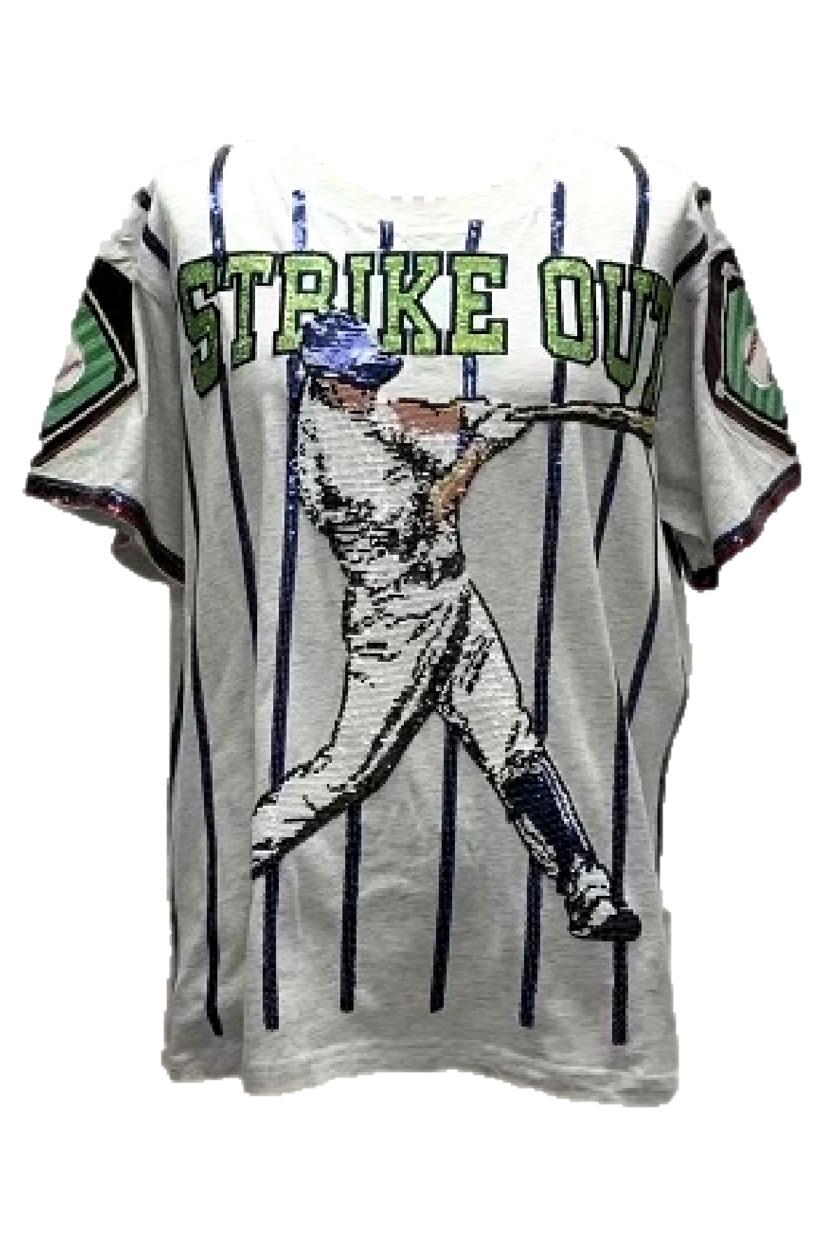 Queen Of Sparkles Grey & Royal Strike Out Tee-Tops-Queen Of Sparkles-Deja Nu Boutique, Women's Fashion Boutique in Lampasas, Texas