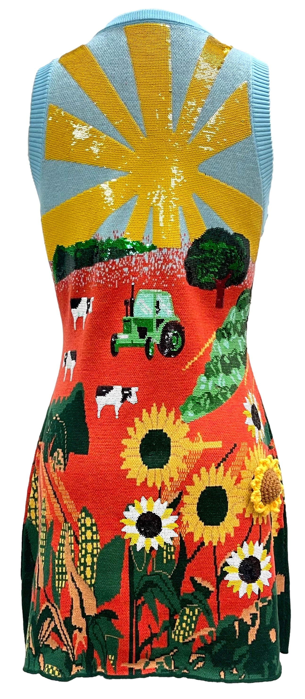 Queen Of Sparkles Multi Farm with Knit Sunflowers Tank Dress-Dresses-Queen Of Sparkles-Deja Nu Boutique, Women's Fashion Boutique in Lampasas, Texas